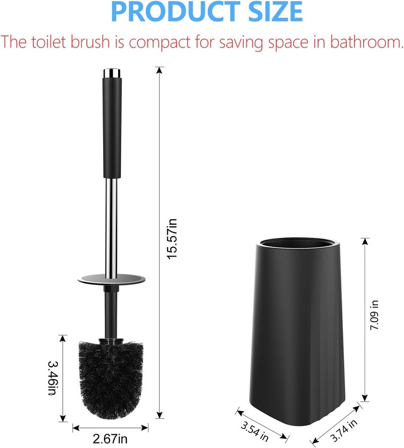 SetSail Toilet Brush, Compact Size Toilet Bowl Brush and Holder Toilet Brushes for Bathroom with Stainless Steel Handle Toilet Cleaner Brush with Durable Scrubbing Bristles, 3 Packs - Image 2